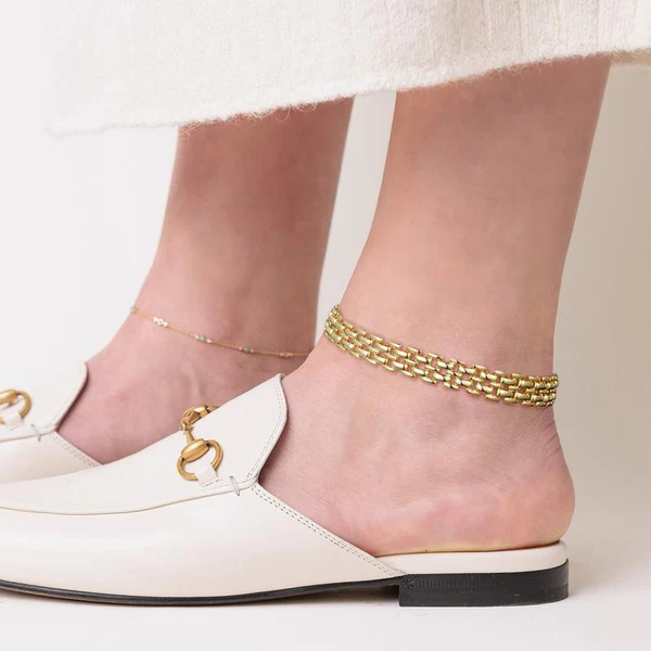 2pc 14k Chunky Link Anklets